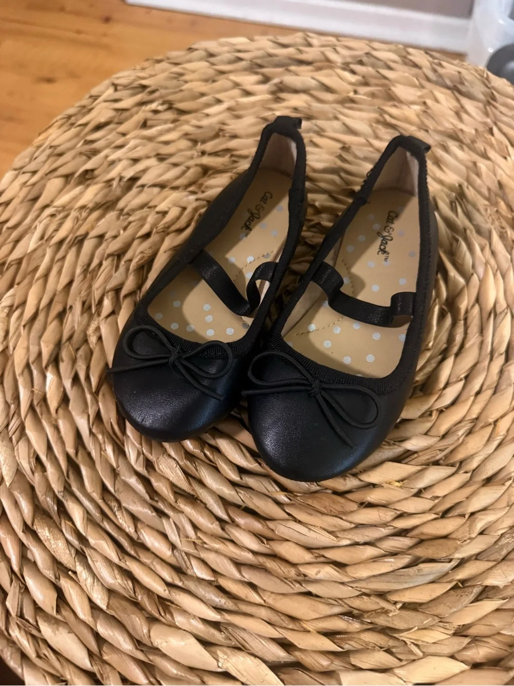 Cat & Jack Black Girls' Ballet Flats with Bow